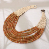 Woven Detail Multi Strand Beaded Collar