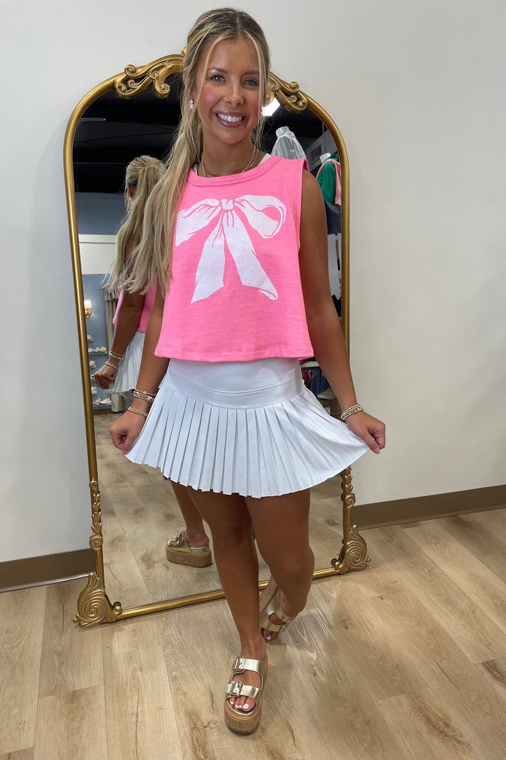 Bows Before Bros Cropped Tank Pink