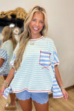 Stripe Spectrum Top Blue