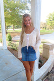 Love Leftovers Lace Ribbon Cardigan Cream