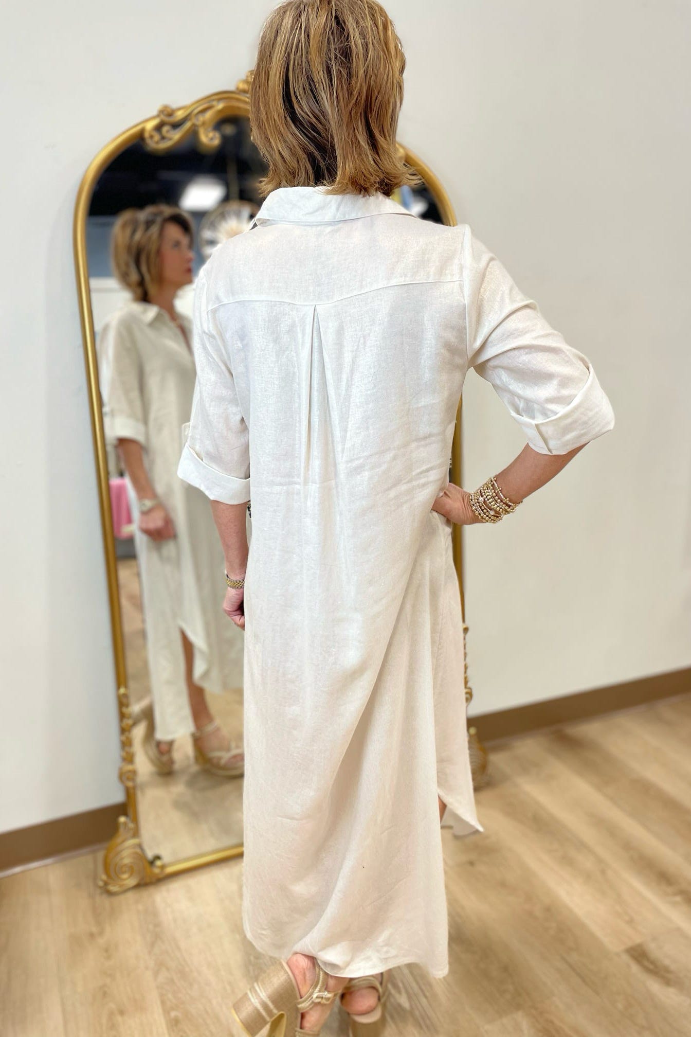 Charlie B Button Front Dress Champagne