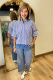 Renuar Striped Woven Blouse Blue