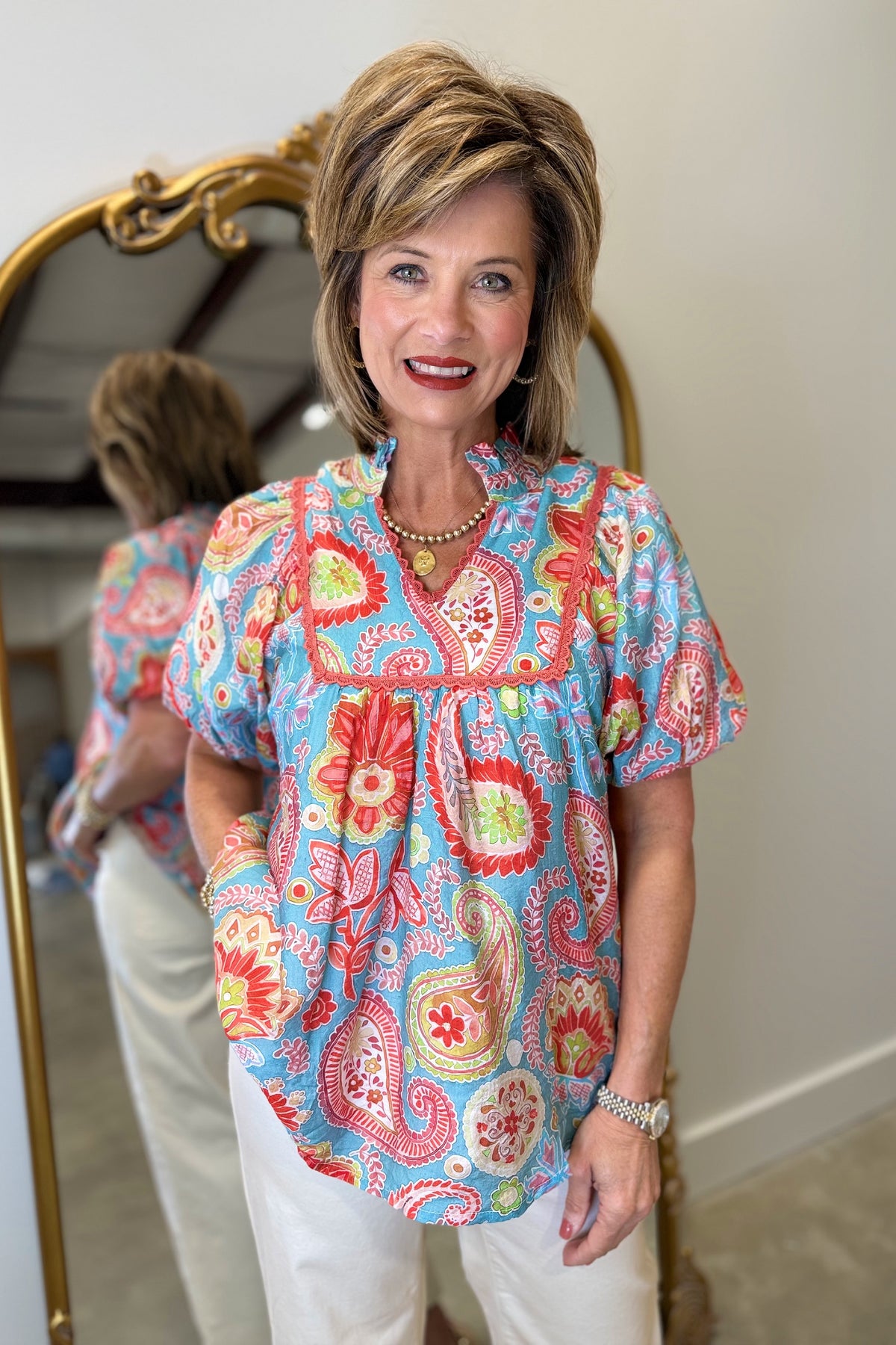 Umgee Pastel Punch Blouse
