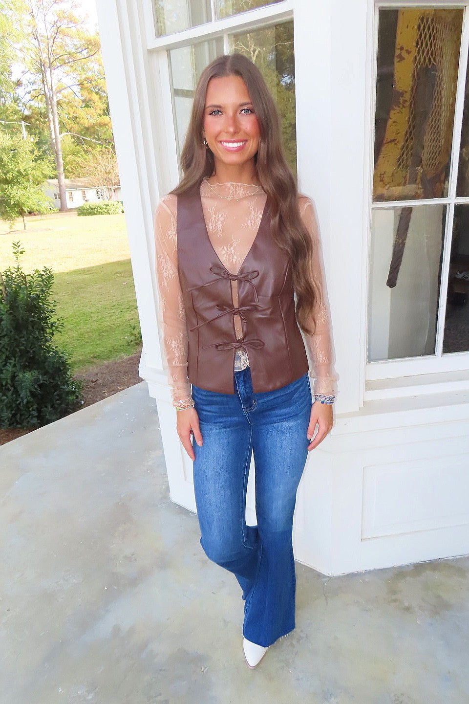 Party in Pleather Vest Brown