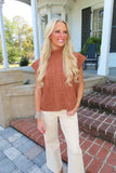 Spice Spice Baby Drop Shoulder Mock Neck Sweater Vest Caramel