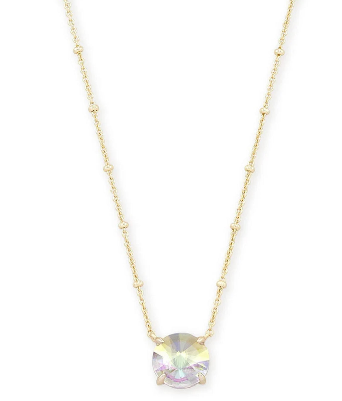 Kendra Scott Jolie Short Pendant Necklace Rhodium Dichroic Glass