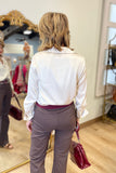 Renuar Textured Turn Up Cuff Blouse Oyster