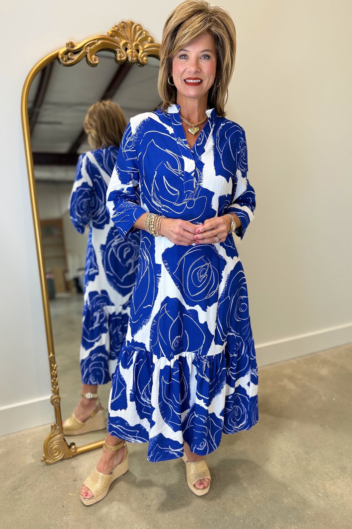 Boho Chic Royal Rose Midi Dress