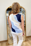 Charlie B Printed Crew Neck Knit Top Denim