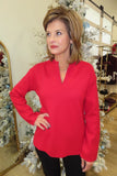 APNY V Neck Long Sleeve Sweater Red