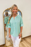 Pinstripe Perfection Top Green
