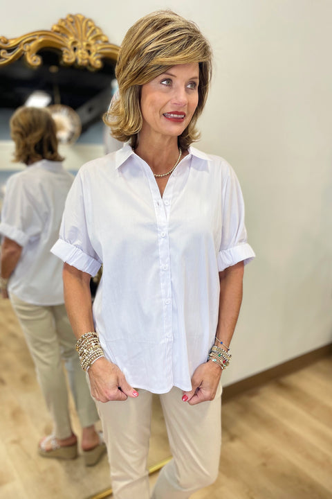 Renuar Short Sleeve Blouse White