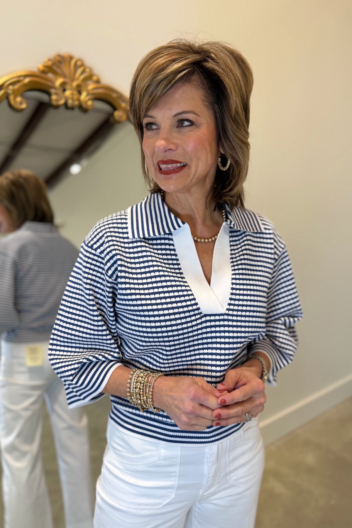 APNY Stripe Sweater Navy/White