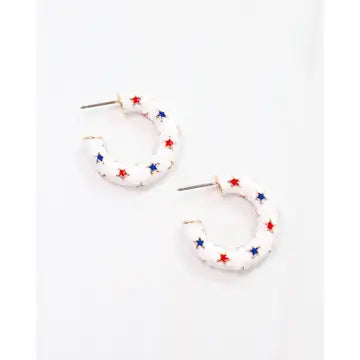 Caroline Hill Burr Star Hoop Earring White