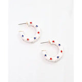Caroline Hill Burr Star Hoop Earring White