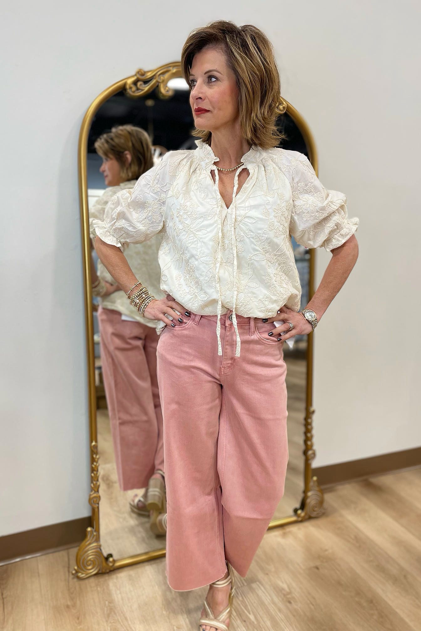 Vervet Olivia Crop Wide Leg Pink