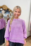 Fall Familiar Bubble Sleeve Sweater Orchid