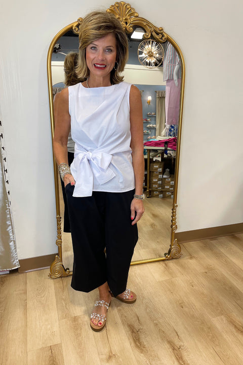 Renuar Woven Side Tie Top White