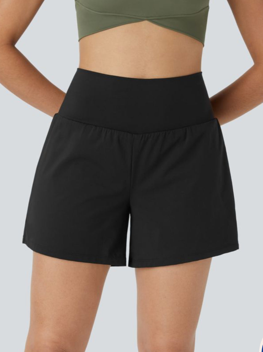 Halara Super High Waisted Yoga Shorts Longer Length Black