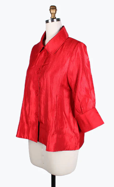Damee Wide Ball Collar Jacket Rose Red