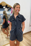 Urban Explorer Utility Romper Black Denim