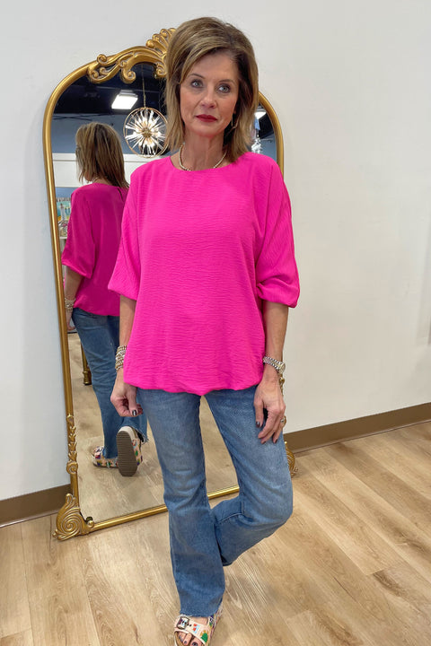Joh Wrendelle Silky Crepe Top Neon Pink