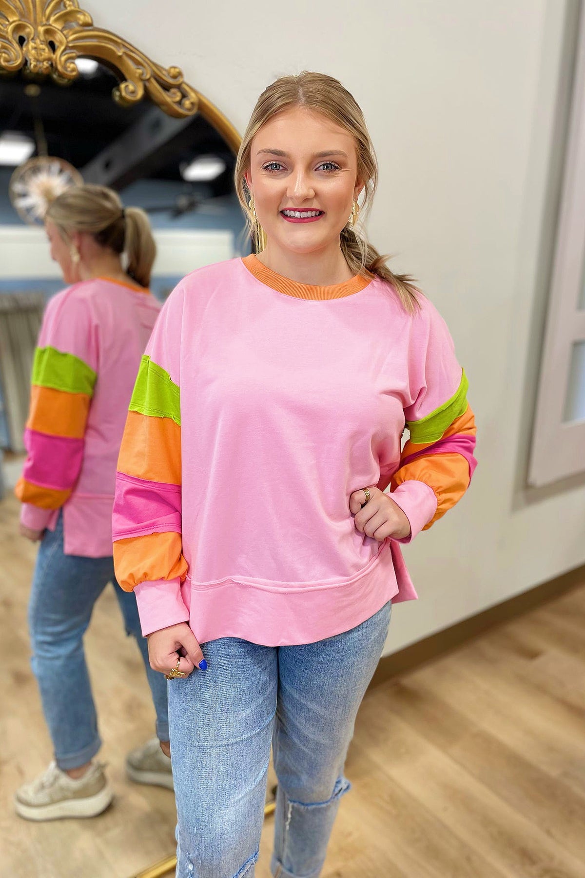 Sunset Sensation Colorblock Long Sleeve Top