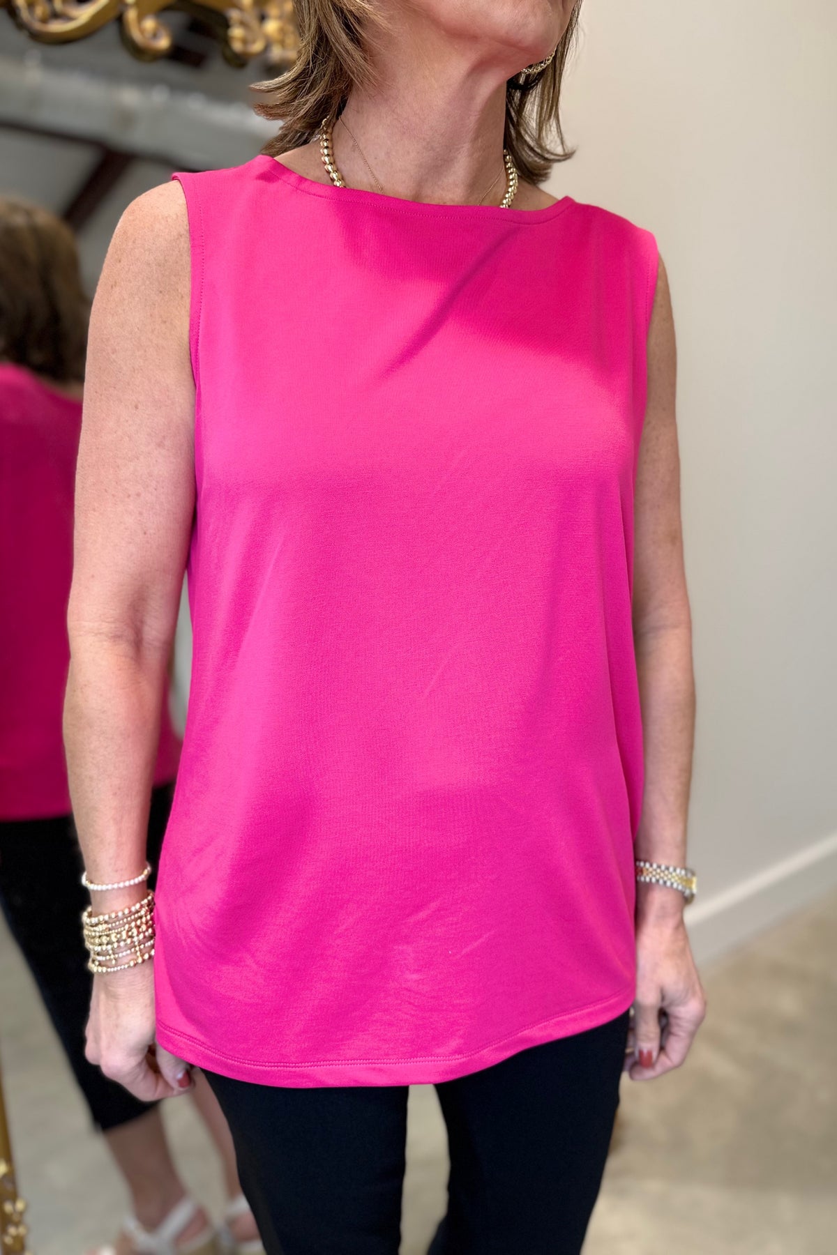 Multiples High Neck Tank Top Candy Pink