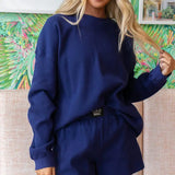 Lulu Mac Waffle Top Navy