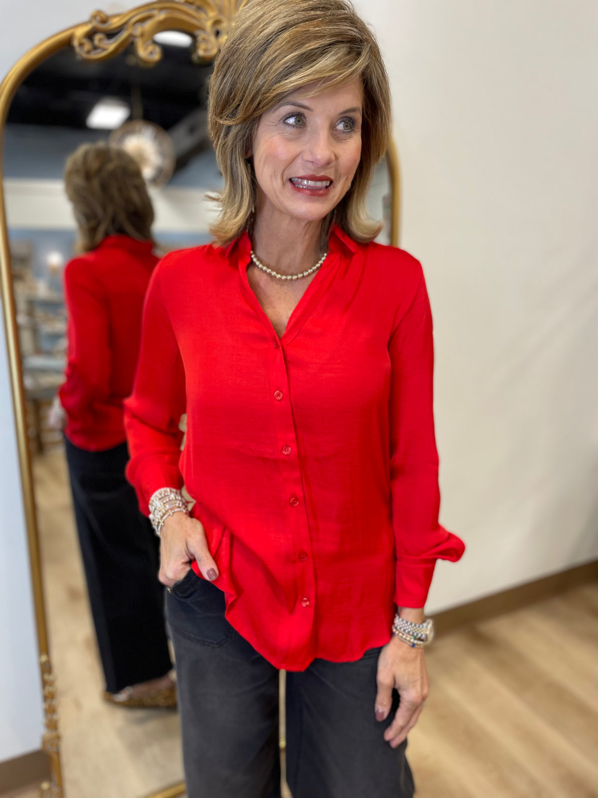 Renuar LS Blouse Scarlet