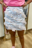 Flirty Frills Diagonal Ruffle Mini Skirt Blue
