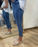 Charlie B Bell Bottom Raw Edge Pant Medium Blue