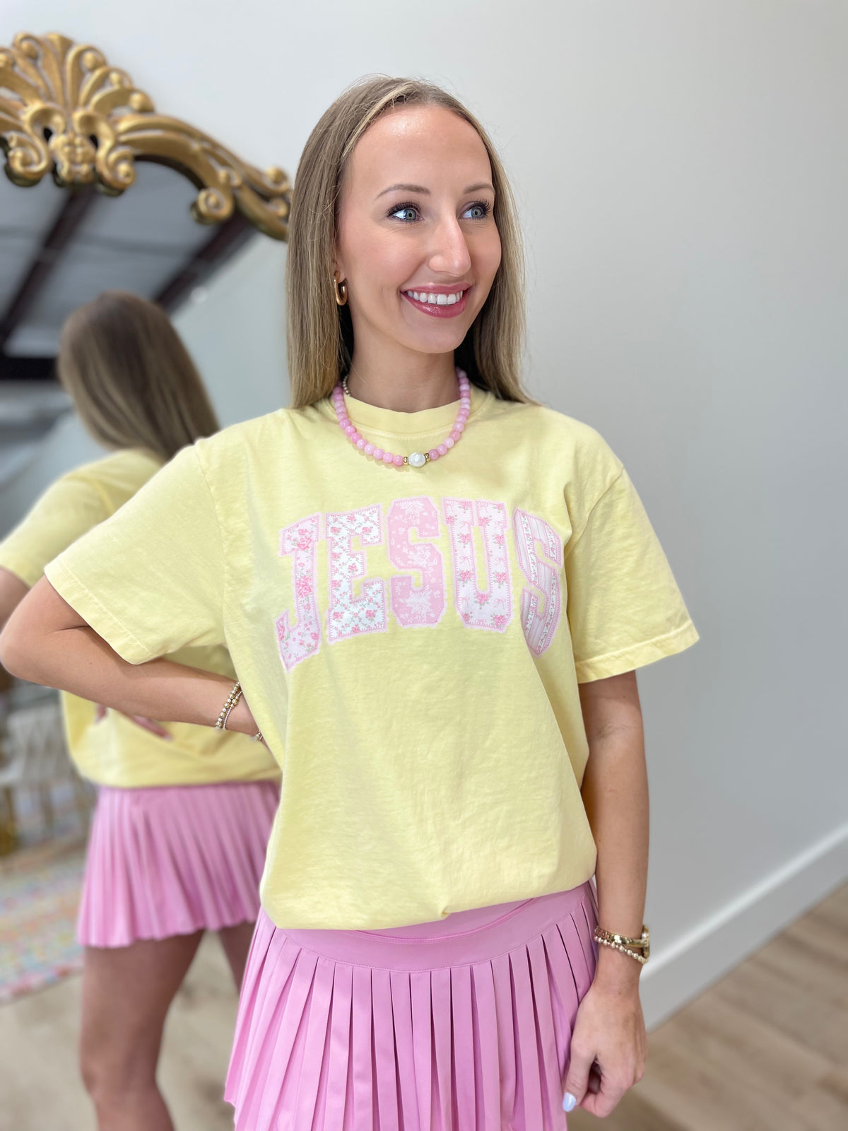 Jesus Pastel Graphic Tee Yellow