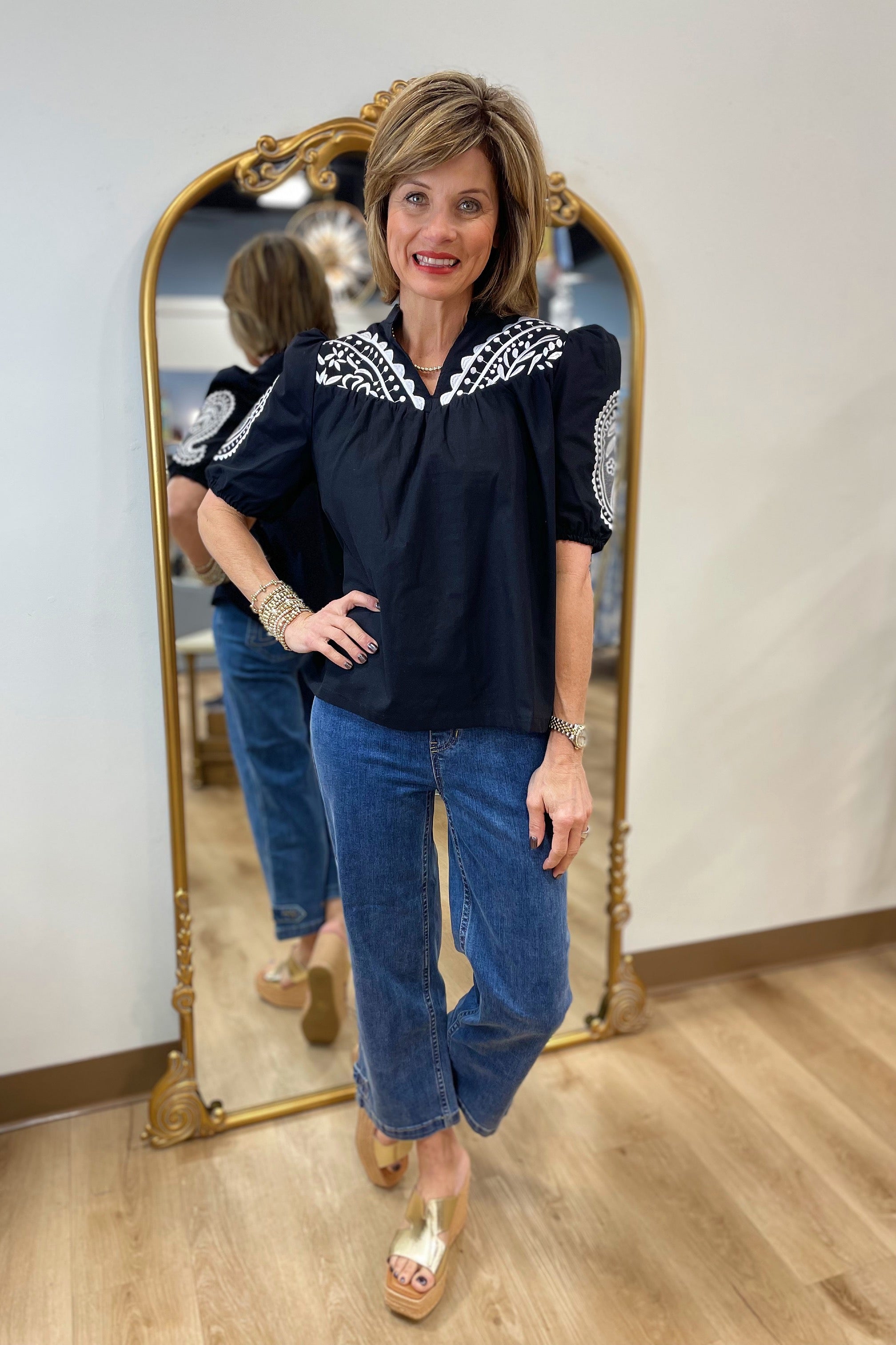 Charlie B Tab Crop Denim Jean Medium Blue