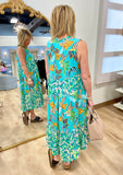 Umgee Tropical Blend Sleeveless Dress Emerald