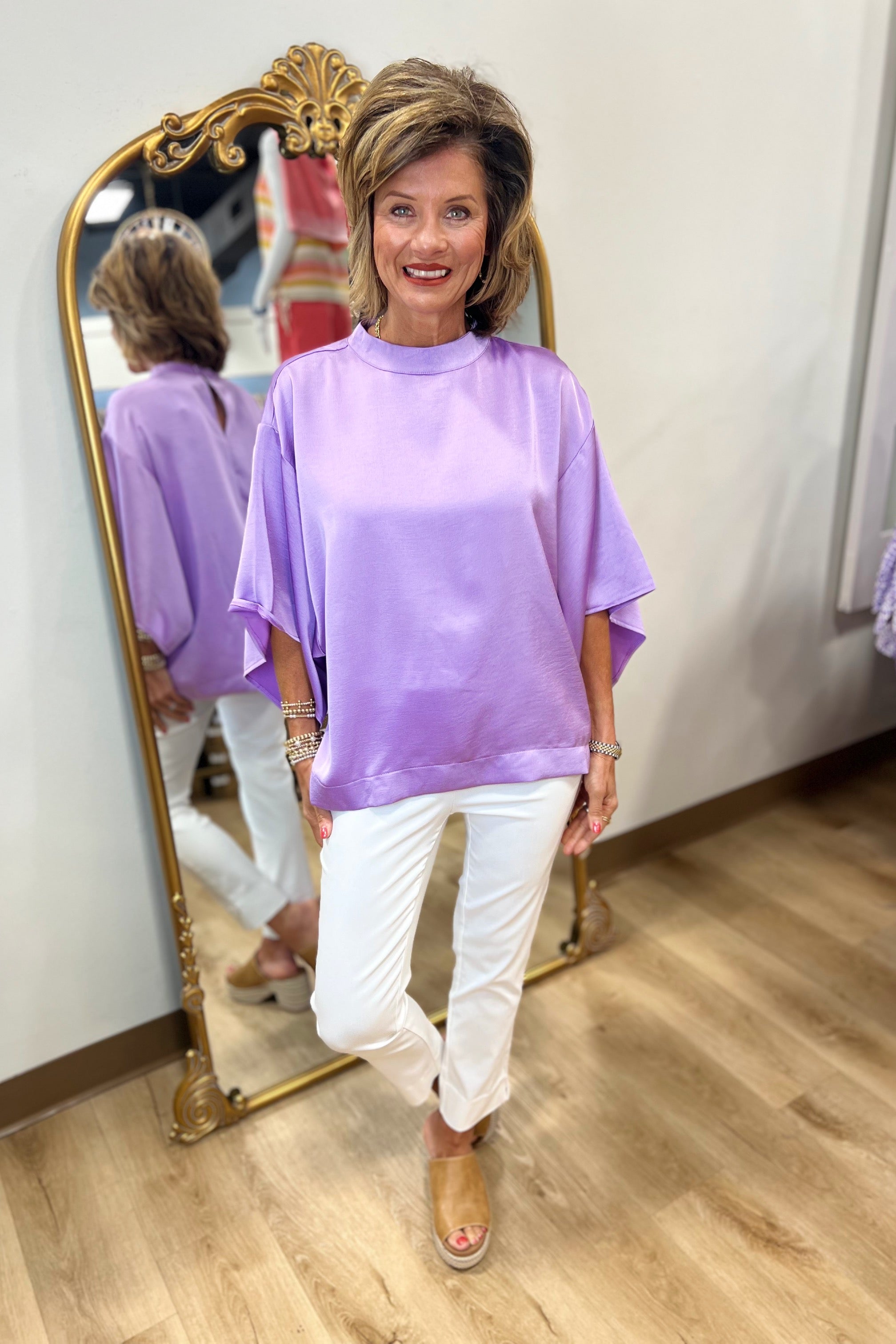 Madeline Mock Neck Top Lavender