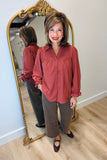 Umgee Wide Open Collar Top Terracotta
