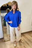 Joh Jamie Woven Top Cobalt