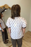 All Dots Top w Accent Trim Ecru