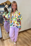 Bold Floral Blouse Lemon Green