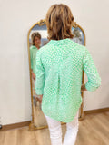 Foxcroft Agnes Linen Giraffe Popover Shirt Leaf