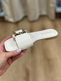Kimberly Buckle Slide Flat Sandals White
