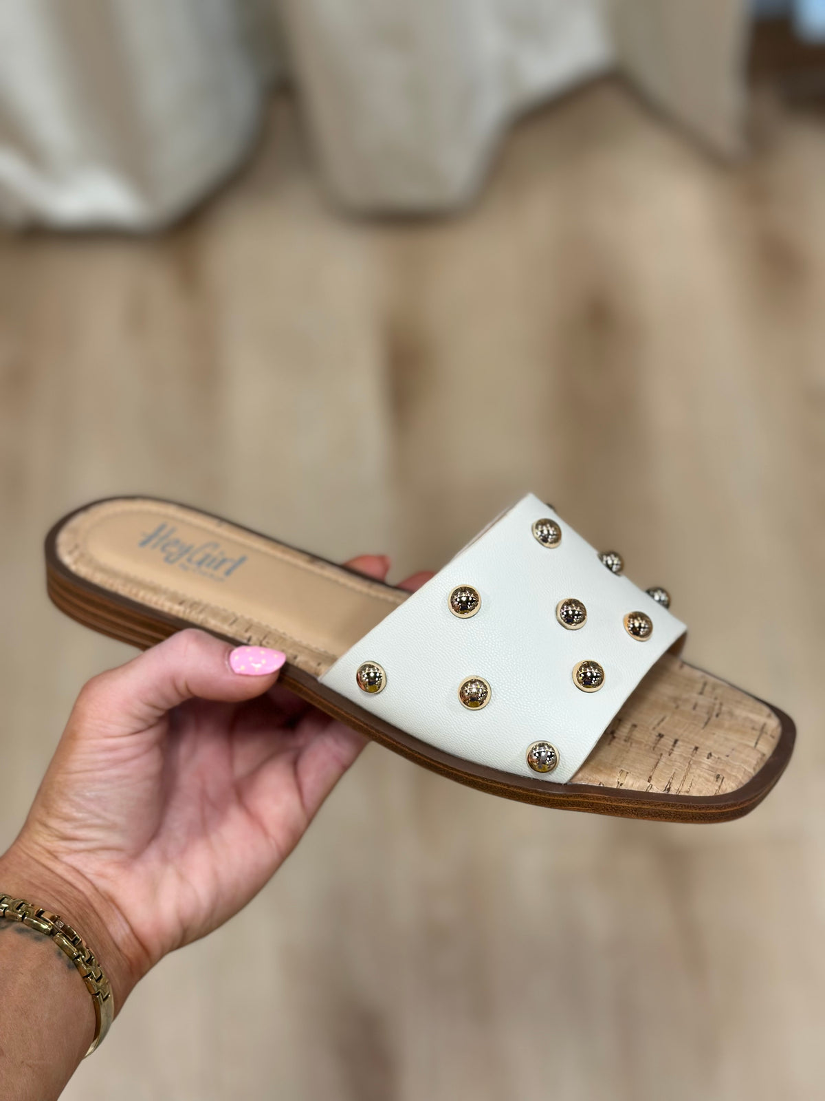 Corkys Come Aboard White Slide w Studs