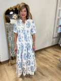 Umgee Paisley Maxi Dress Blue