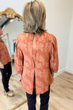 Umgee Pleated Puff Sleeve Blouse Terracotta