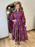 Umgee Mix Print Midi Dress Burgundy