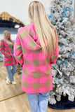 Dylan Carey Check Hood Coat Pink Olive