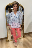 Charlie B Printed Cotton Gauze Blouse Blue