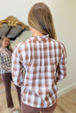 Another Love Angeline Plaid Blouse Cappuccino