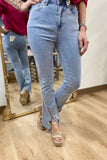 Charlie B Front Slit Embroidered Pant